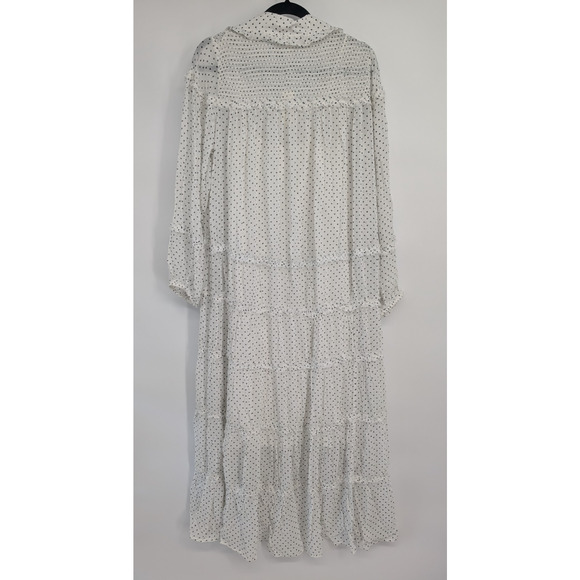 NWT By Anthropologie Long-Sleeve Smocked Tiered Maxi Dress Sz M Polka Dot #7H461 - Picture 6 of 10